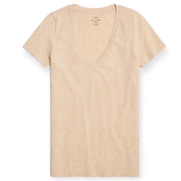 J. CREW T-Shirt Vintage Slub Cotton V-Neck Tee Heather Wheat Short Sleeve NWT - Picture 3 of 10
